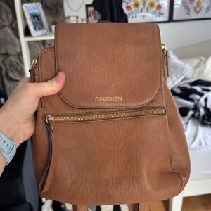 Calvin Klein Tan Leather Backpack
